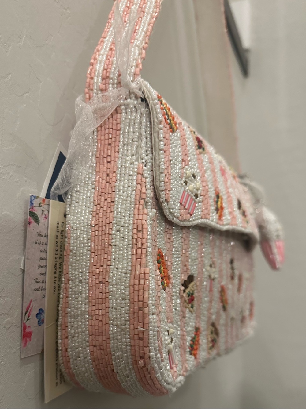 VIRAL Handmade Beaded Movie Night Popcorn Pizza Hamburger Shoulder Bag - Picture 8 of 13